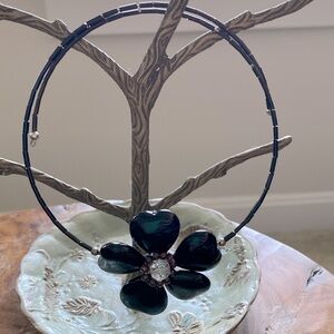 Glass Heart Flower Beads Necklace Handmade Jewelry